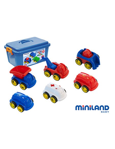 Juego didactico miniland con 10 vehiculos profesionales flexibles para trabajar la educacion vial