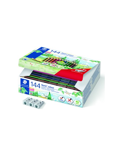 Lapiz de color staedtler wopex ecologico caja de 144 unidades surtidas 12 colores surtidos