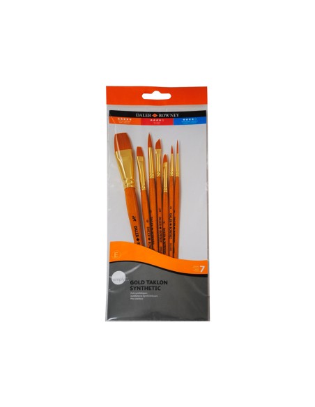 Pinceles daler rowney simply art sintentico mango corto dorado blister de 7 unidades