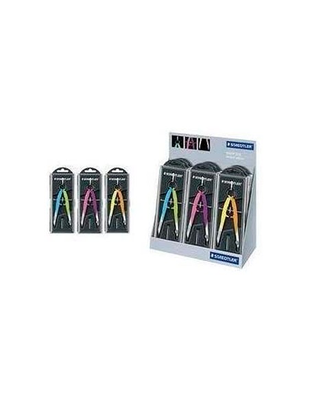 Compas staedtler micrometrico 556 con husillo y rueda central color neon expositor sobremesa de 9 unidades
