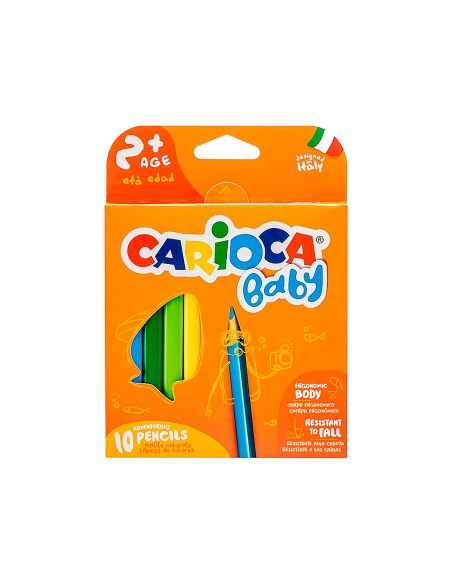 Lapices de colores carioca baby 2 años caja de 10 colores surtidos
