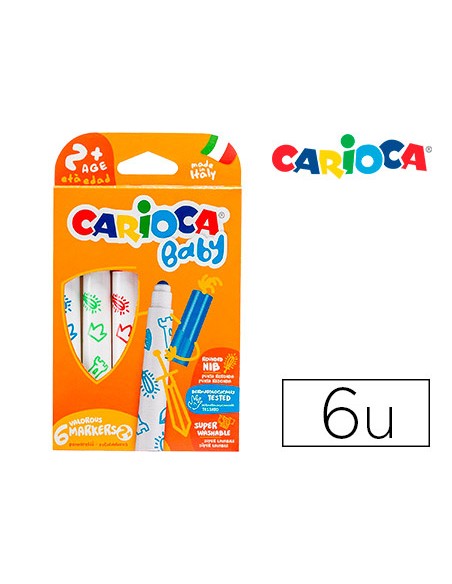 Rotulador carioca baby 2 años caja 6 colores surtidos