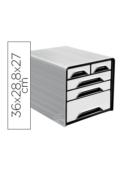 Fichero cajones de sobremesa cep 5 cajones mixtos blanco/negro 360x288x270 mm