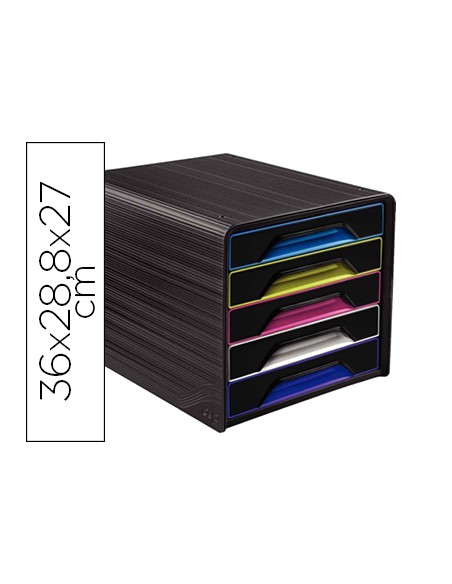 Fichero cajones de sobremesa cep 5 cajones negro/multicolor 360x288x270 mm