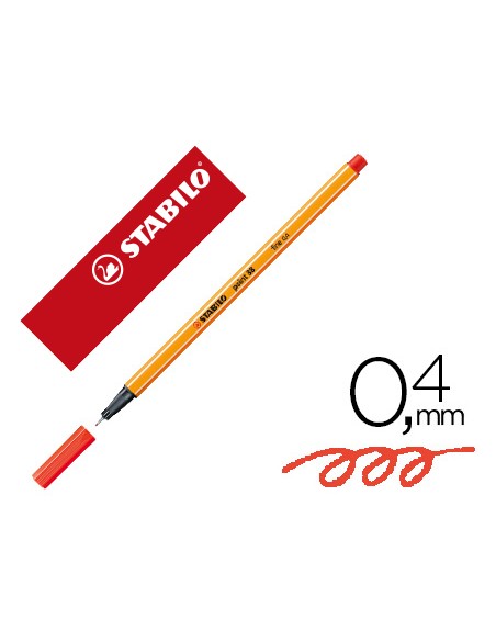 Rotulador stabilo punta de fib ra point 88 bermellon punta fina 0,4mm