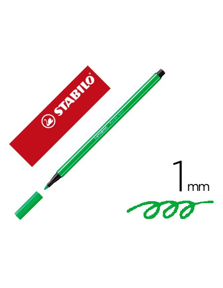 Rotulador stabilo acuarelable pen 68 verde neon punta gruesa 1mm