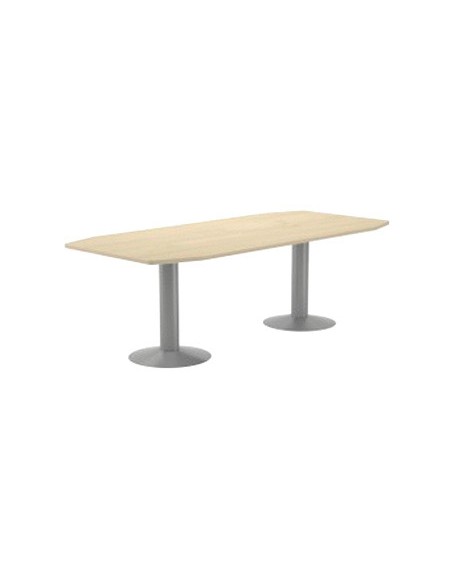 Mesa de reunion rocada meeting 3003at04 estructura columna doble acero gris tablero madera blanco
