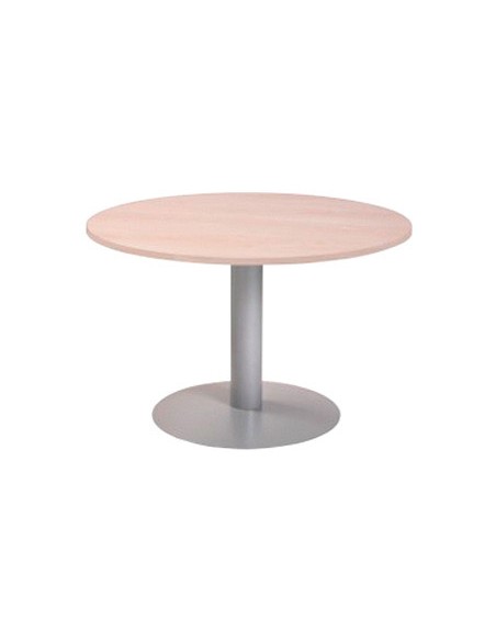 Mesa de reunion rocada meeting 3006at02 estructura columna acero gris tablero madera gris 120 cm diametro