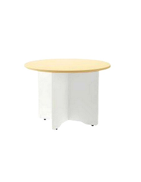 Mesa de reunion rocada meeting 3006aw04 estructura madera blanco en aspas tablero madera haya 120 cm