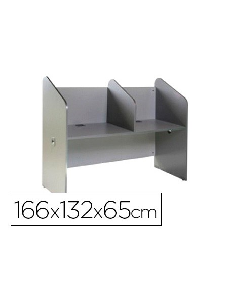 Mesa centro de llamadas rocada doble serie welcome 166x132x65 cm acabado ab02 aluminio/gris