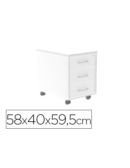 Cajonera rocada con tres cajones serie store 58x40x59,5 cm acabado aw04 blanco/blanco