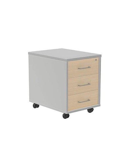 Cajonera rocada con tres cajones serie store 58x40x59,5 cm acabado ab04 aluminio/blanco
