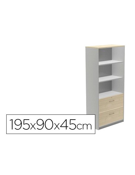 Armario rocada con tres estantes y dos cajones inferiores serie store 195x90x45 cm acabado ab04