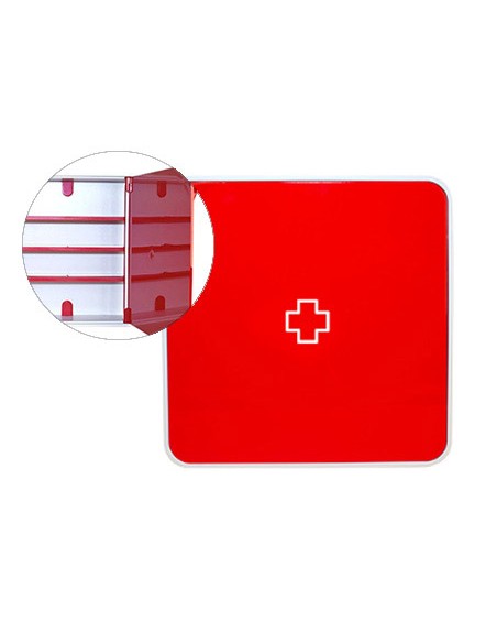 Botiquin paperflow plastico 3 estantes para medicinas 320x70x320 mm rojo