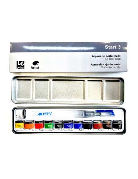 Acuarela artist start caja metal 12 colores surtidos + pincel rellenable