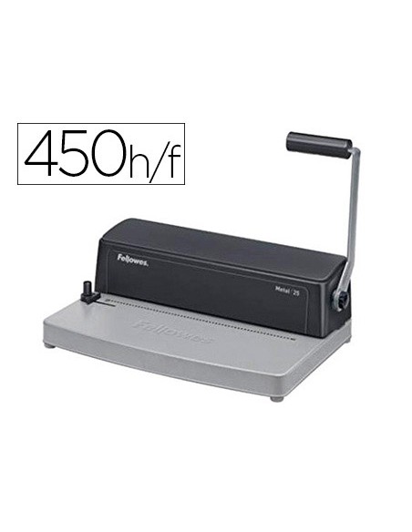 Encuadernadora para espiral fellowes metal 25 perfora 10 hojas tamaño a4 encuaderna hasta 450 hojas paso 5:1