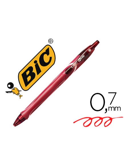 Boligrafo bic gelocity quick dry retractil tinta gel rojo punta de 0,7 mm
