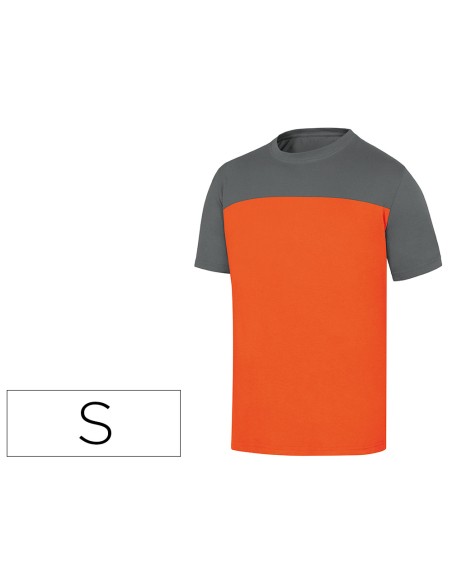 Camiseta de algodon deltaplus color gris/naranja talla s