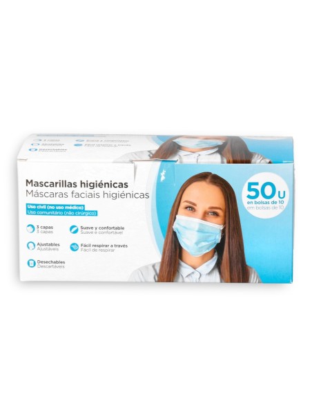 Mascarilla facial higienica desechable 3 capas...