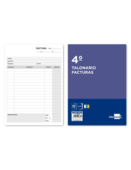 Talonario liderpapel facturas cuarto original y...