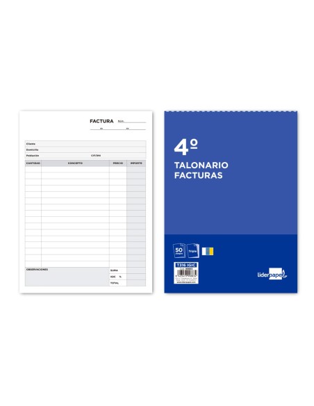 Talonario liderpapel facturas cuarto original y...