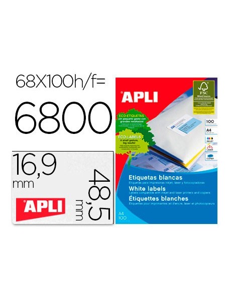 Etiquetas adhesivas apli 01282 tamaño 48,5x16,9...