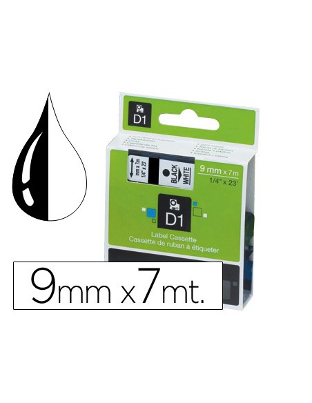 Cinta dymo 1000 9 mm negro-blanco d1