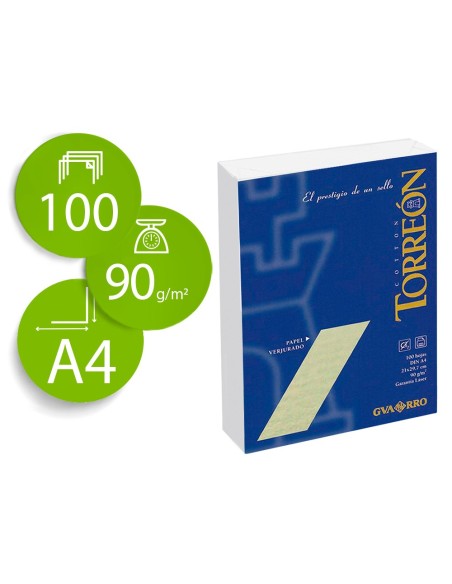 Papel torreon blanco crema a4 90 gr paquete de...