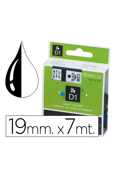 Cinta dymo negro-blanco 19mm x 7mt d1