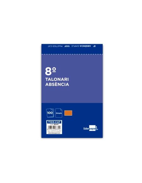 Talonario liderpapel ausentes octavo original t103 texto en catalan