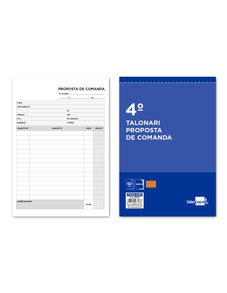 Talonario liderpapel pedidos cuarto original y copia t222 texto en catalan