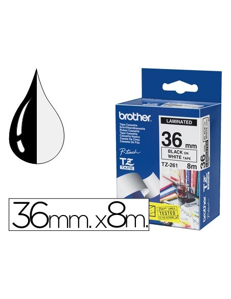 Cinta brother tze261 blanco-negro 36mm longitud...