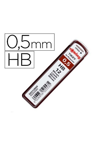 Minas rotring grafito 0,5 mm hb estuche de 12...