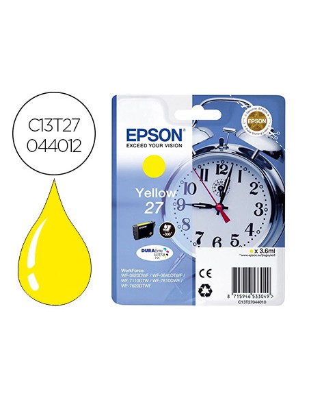 Ink-jet epson 27 wf-3620 / 711 0 / 7610 / 7620 amarillo 2.200 pag