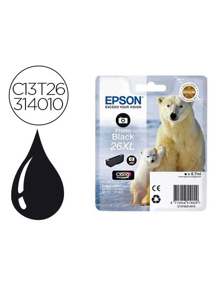 Ink-jet epson 26xl xp-600 / 605 / 700 / 800 negro 700 pag