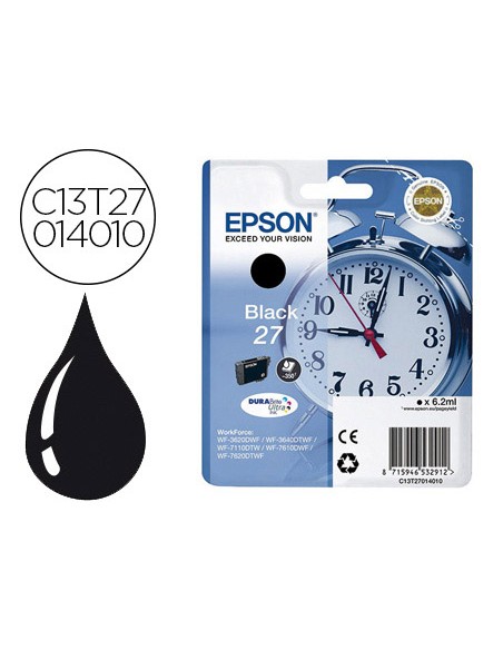 Ink-jet epson 27 wf 3620 / 3640 / 7110 / 7610 / 7620 negro 350 pag