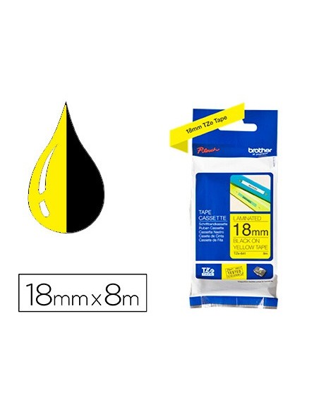 Cinta brother tze-641 amarillo-negro 18mm