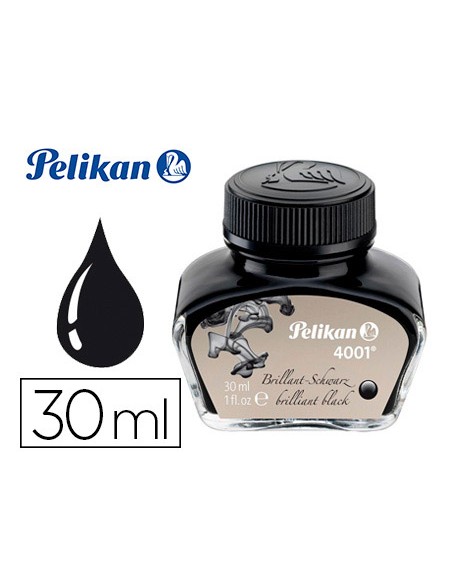 Tinta estilografica pelikan 4001 negro brillante bote 30 ml
