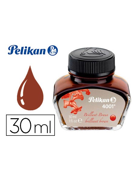 Tinta estilografica pelikan 4001 marron brillante bote 30 ml