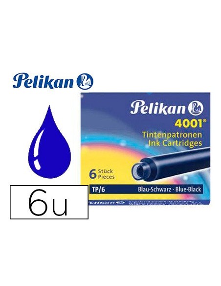 Tinta estilografica pelikan tp6 azul/negro caja...