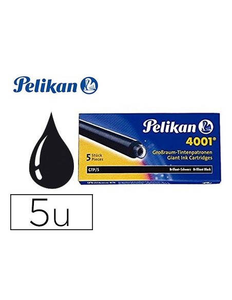Tinta estilografica pelikan gtp/5 negro caja de...