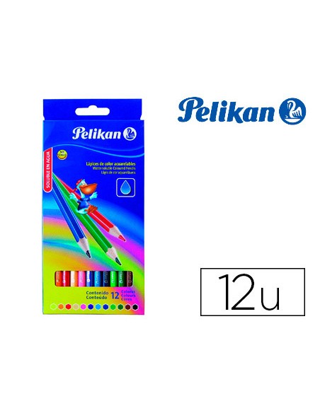 Lapices de colores pelikan hexagonales acuarelables mina 3mm caja de 12 colores surtidos