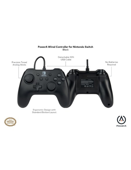 Mando power a con cable para nintendo switch negro