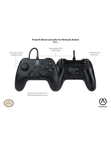 Mando power a con cable para nintendo switch negro