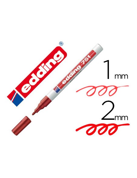 Rotulador edding punta fibra 751 rojo punta redonda 1-2 mm