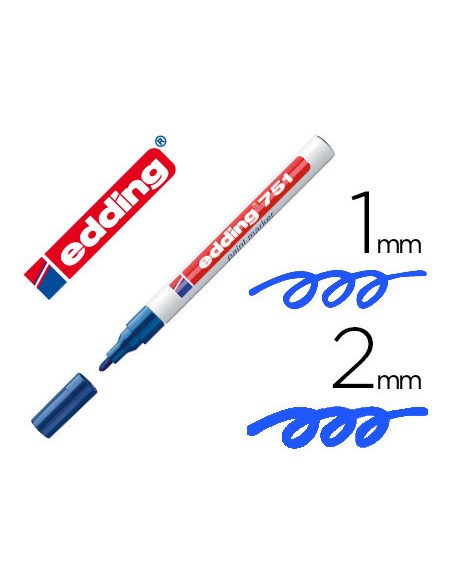 Rotulador edding punta fibra 751 azul punta redonda 1-2 mm