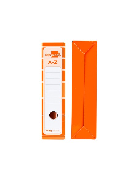 Archivador de palanca liderpap el a4 filing system forrado sin rado lomo 80mm naranja con caja y compresor metalico