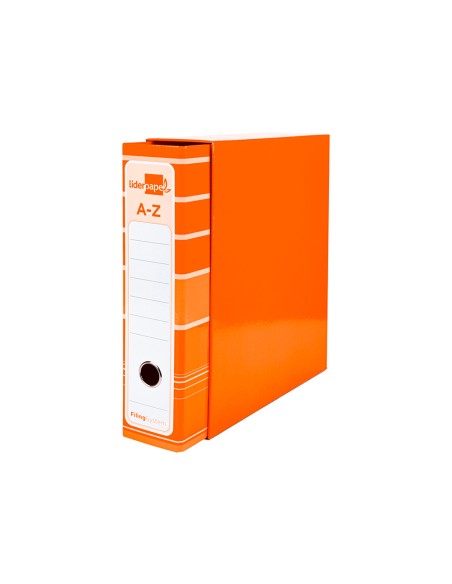 Archivador de palanca liderpap el a4 filing system forrado sin rado lomo 80mm naranja con caja y compresor metalico