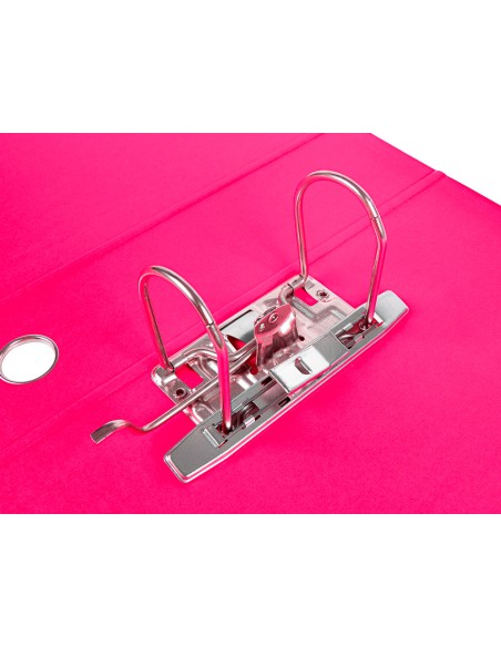 Archivador de palanca liderpap el a4 filing system forrado sin rado lomo 80mm rosa con caja y compresor metalico