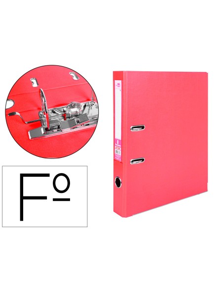 Archivador de palanca liderpapel folio documenta forrado pvc con rado lomo 52 mm rojo compresor metalico